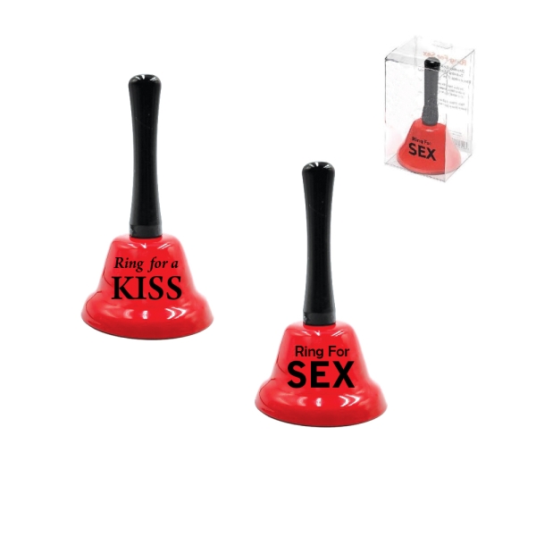 Μεταλλικό Καμπανάκι με Λαβή “Ring for a Kiss / Ring for Sex”